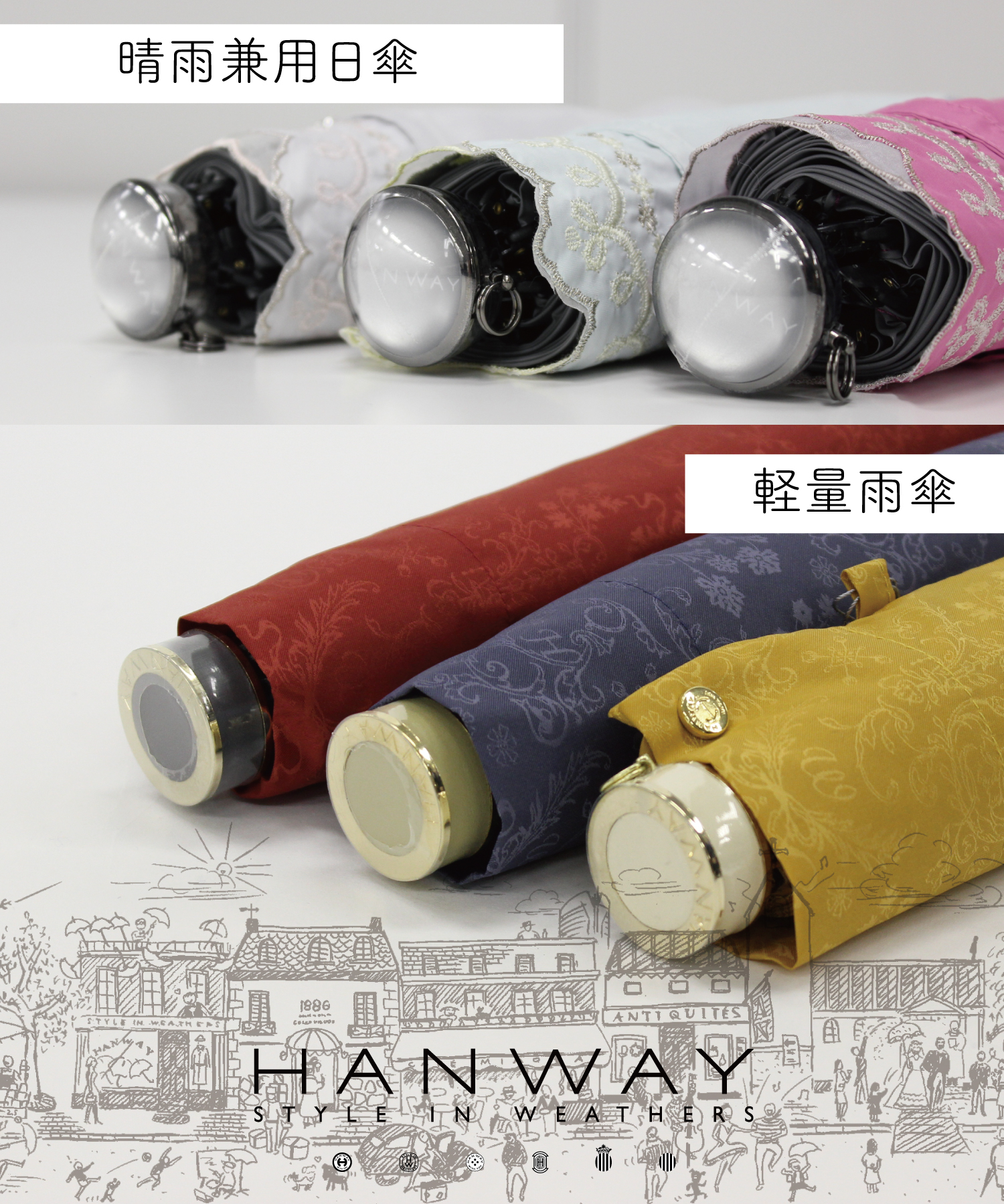 好評 HANWAY 2段階晴雨兼用傘 傘袋有り 傘 - ankaraseramik.com