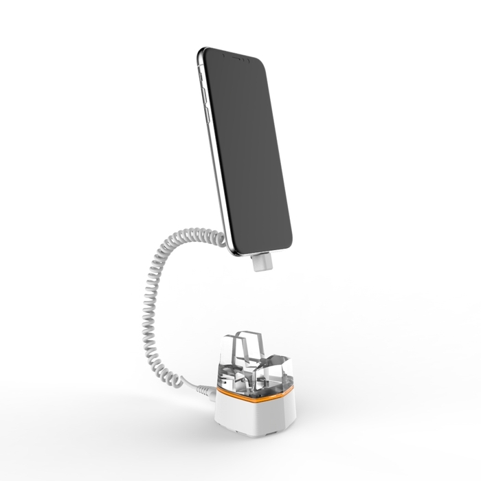 エコノミーなスマートフォン・スマホ・携帯電話の展示と盗難防止を兼ね備えたスタンド展示台