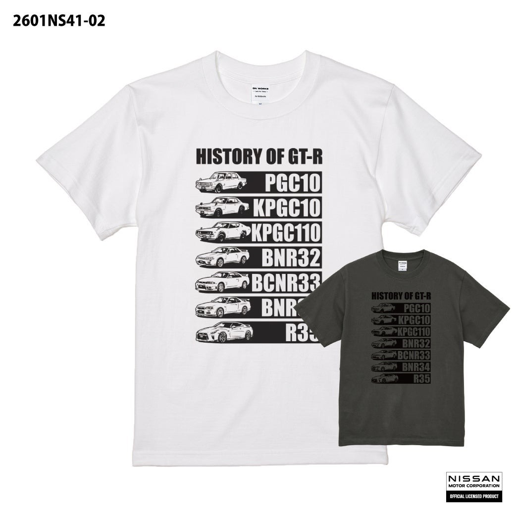 GT-Rの歴史を一枚に。PGC10からR35まで歴代モデルを描いた「NISSAN HISTORY OF GT-R Tシャツ」が登場!Amazon.co.jp で予約販売開始。