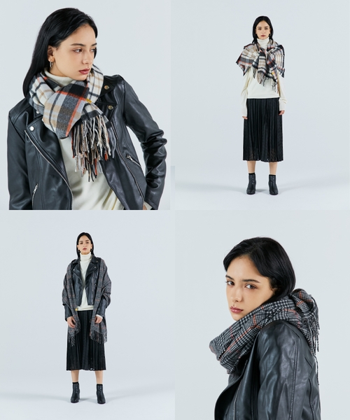 【ネックアイテム】ミエル（miel）カシミヤ100％チェック ストール【公式ムーンバット】 レディース メンズ ウォッシャブル 洗える カシミヤ