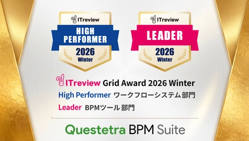 Questetra BPM Suite(クエステトラ)、 「ITreview Grid Award 2026 Winter」にて ワークフローシステム部門「High Performer」を受賞