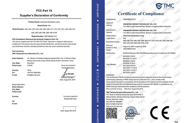 FCC、RoHS、CE認証取得