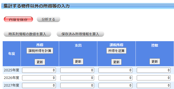 不動産投資シミュレーション_所得・支出