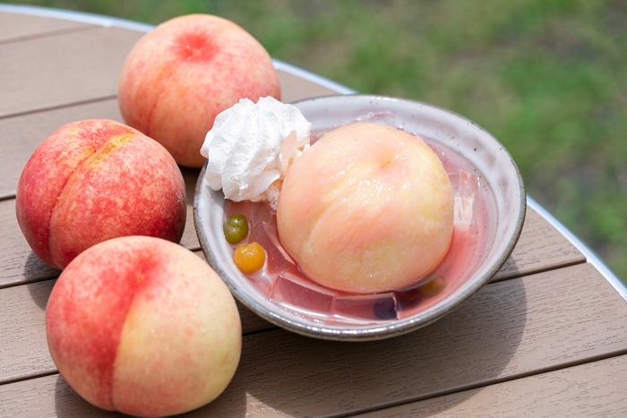 白桃クリームあんみつ