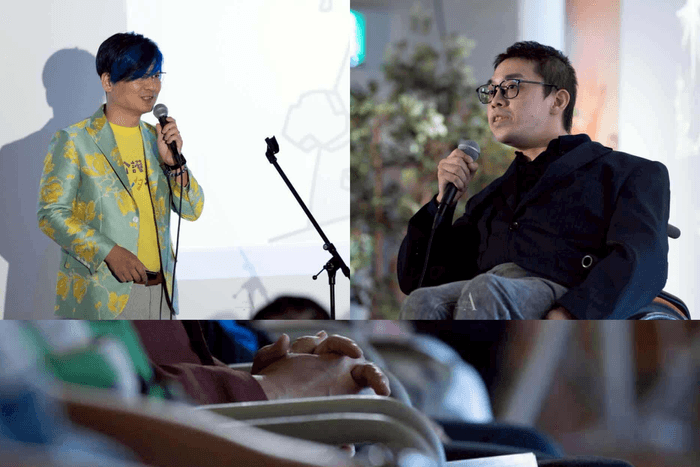 過去の参加者のスピーチと観客の様子