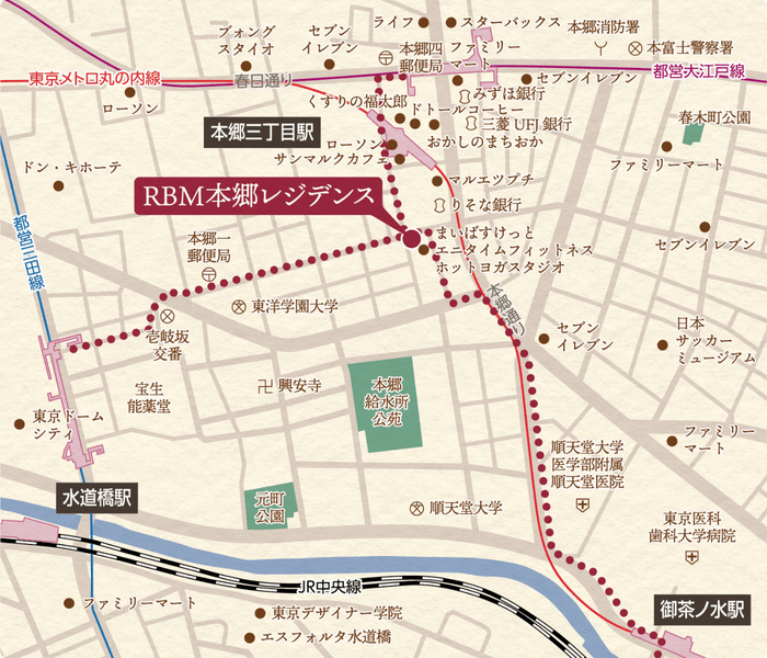 RBM本郷レジデンス 現地案内図