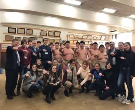 前回の短期受入時、相撲部にて