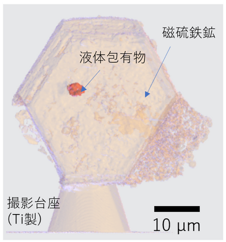 図3 磁硫鉄鉱の内部に見出された液体包有物のナノCT像 （サンプル：C0002-FC012）