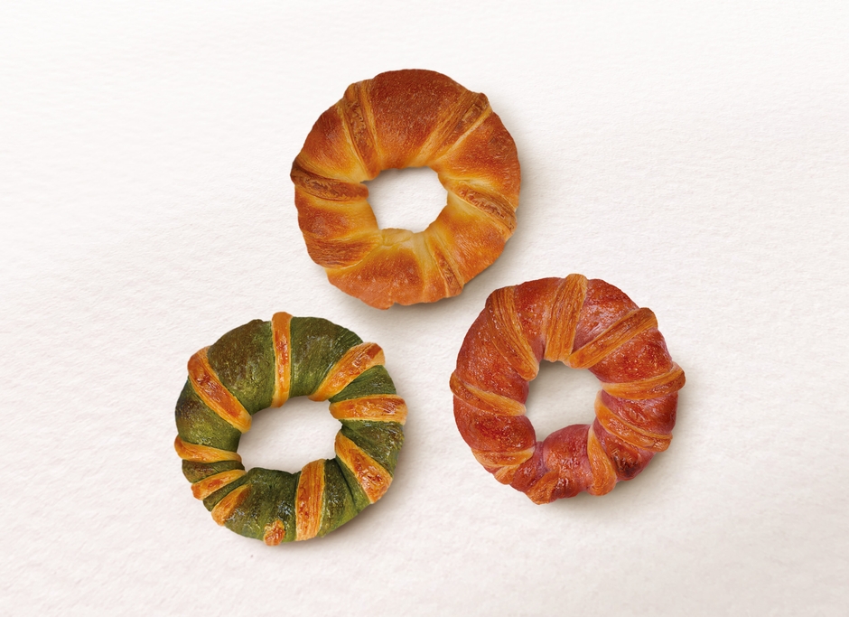 クロワッサンベーグル(プレーン、ベリー、抹茶)