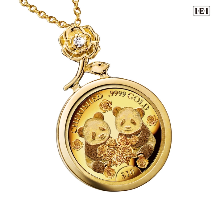 双子パンダコインペンダント正面