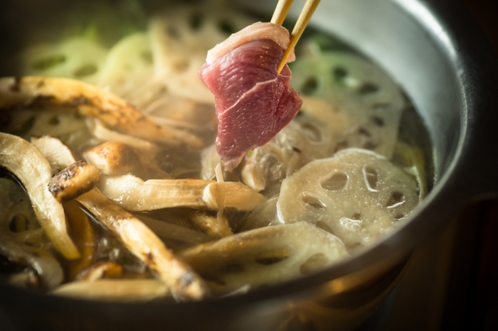 ロースはさっとお出汁にくぐらせてお召し上がりください。