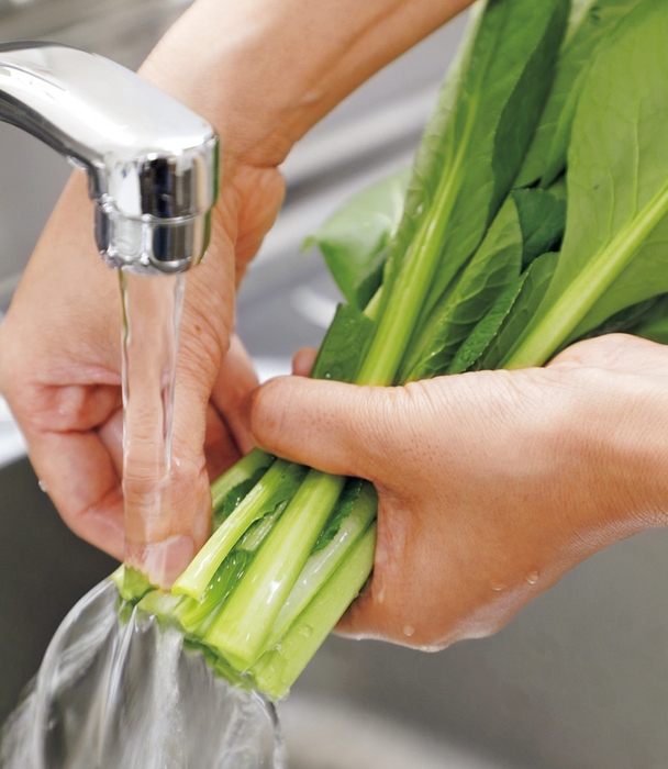 野菜についた土にも菌はいっぱい。流水洗いが◎