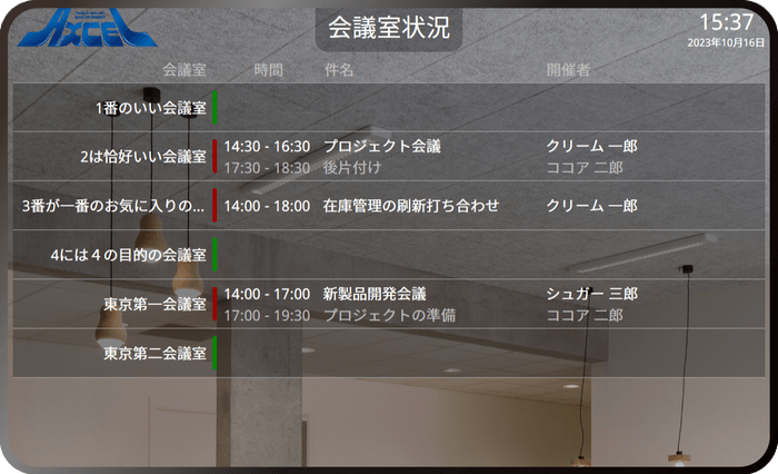 一覧表示（会議室別）