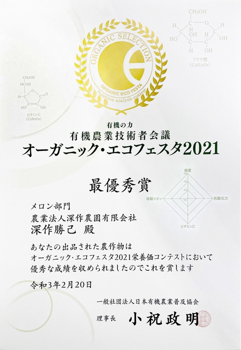 オーガニック・エコフェスタ2021 メロン部門 最優秀賞