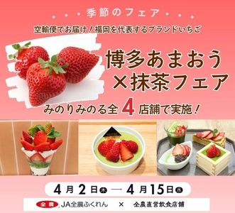～空輸便でお届け！福岡を代表するブランドいちご～全農直営飲食店舗で「博多あまおう×抹茶フェア」を４月２日（木）～１５日（水）開催