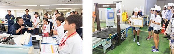 (左)コンテナターミナル会社訪問(南品川) (右)倉庫見学(大阪)