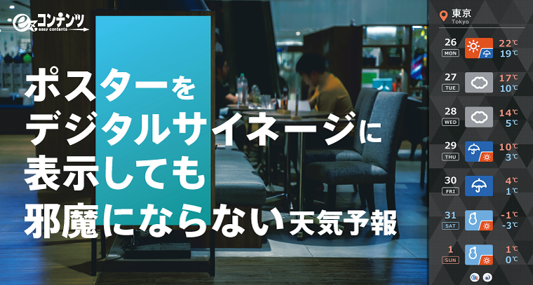 ポスター表示を邪魔しない天気予報パーツ