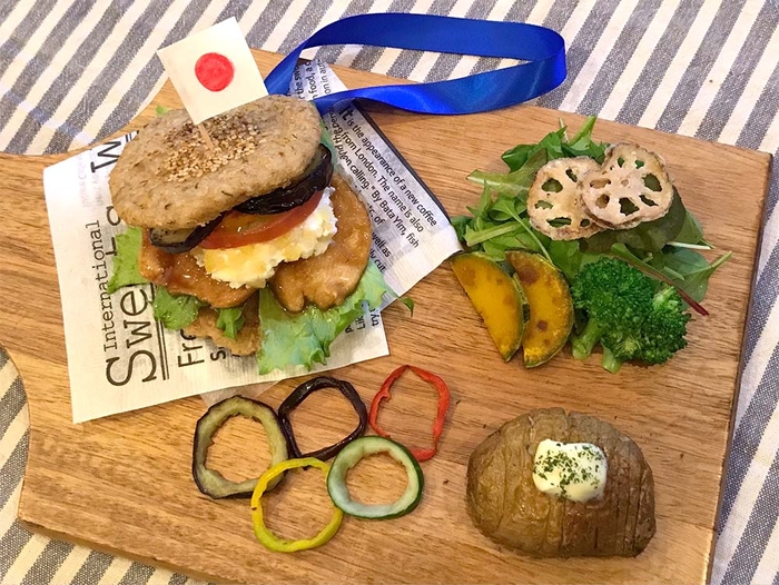 ~頑張る父に金メダルで賞~ オートミールの 五色バーガー