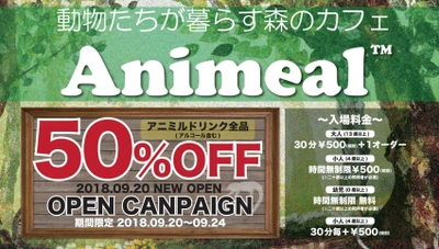 日本初、昼夜二交代制を導入！ カピバラやビントロングとも触れ合える 動物カフェが大阪に登場　 「Animeal(アニミル)」9月20日(木)にオープン