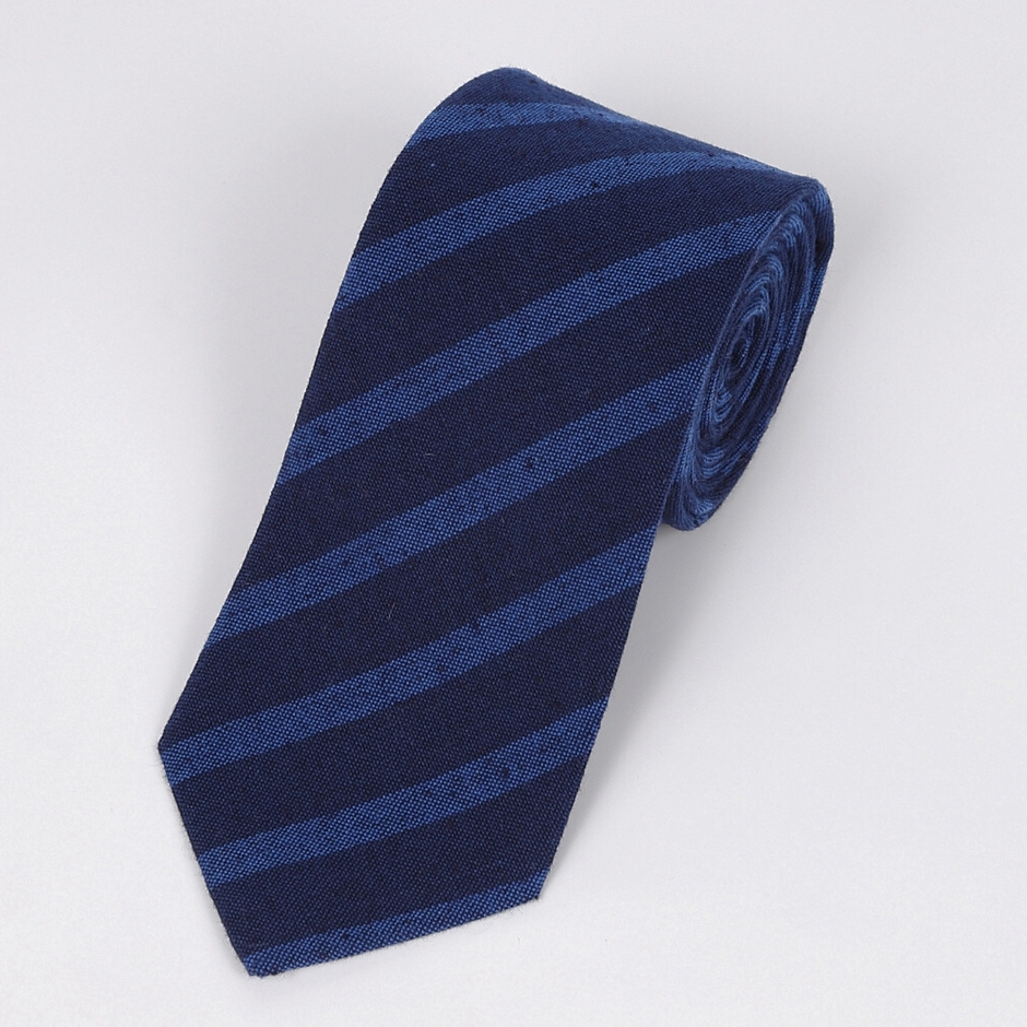 【伊呂波縞-紺ブルー】久留米絣ネクタイKimonissimo