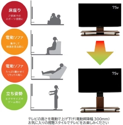 リモコンでテレビの高さを変えられる 電動昇降テレビスタンド「e-RIZE/イーライズ」発売