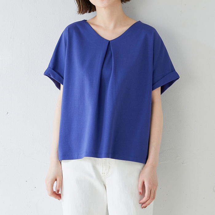 綿100%Vネックカットソー【吸湿冷感】