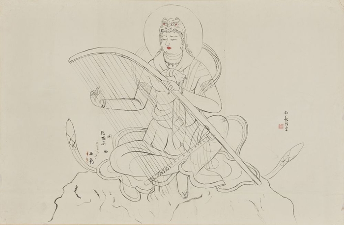 堂本印象《八部衆(大阪四天王寺宝塔内壁画 乾闥婆 下絵)》昭和14年(1939) 京都府立堂本印象美術館蔵