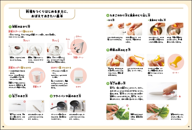 料理をする前におぼえておきたい作業は、巻頭にまとめて掲載