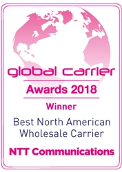 「Global Carrier Awards 2018」において5年連続で 「Best North American Wholesale Carrier」を受賞