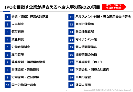 人事労務の20項目