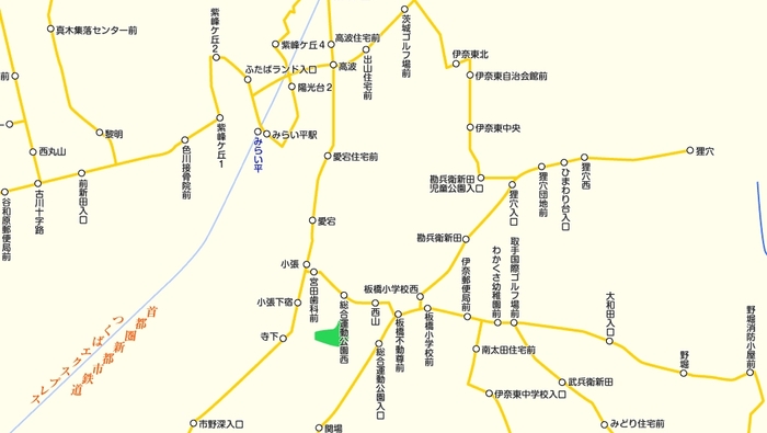 つくばみらい市路線図 ※PCソフトウェア「駅すぱあと」の表示イメージ