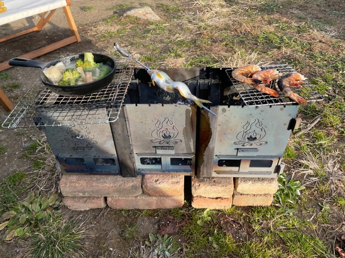 アヒージョ、魚、網焼き