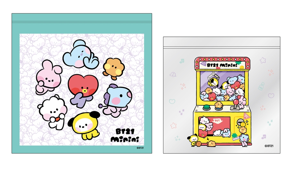 BT21 mininiジッパーバッグ4枚セット(グリーン)