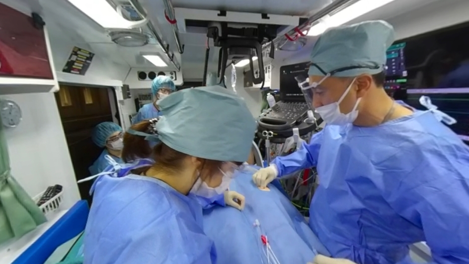 ドクターカー内の360度VR映像のイメージ