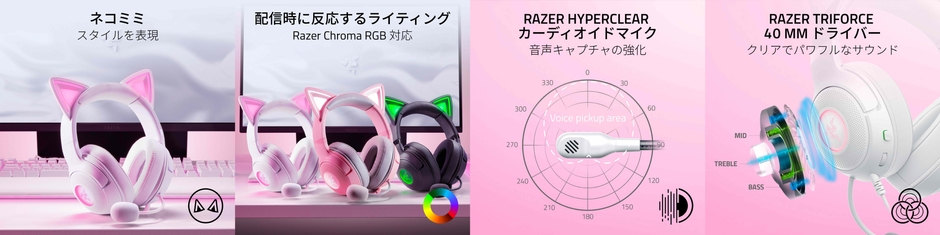 Razer Kraken Kitty V2 (White) - 特長イメージ