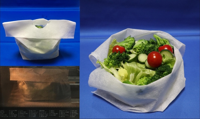水洗いした野菜を袋に入れてレンジで加熱!そのまま食器としてテーブルへ