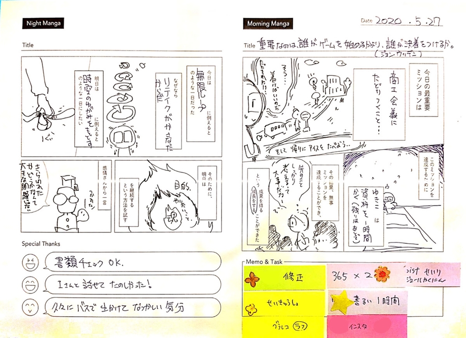 マンガノート コンテスト「アイデア賞」受賞 小川ゆきこさんのマンガノート1