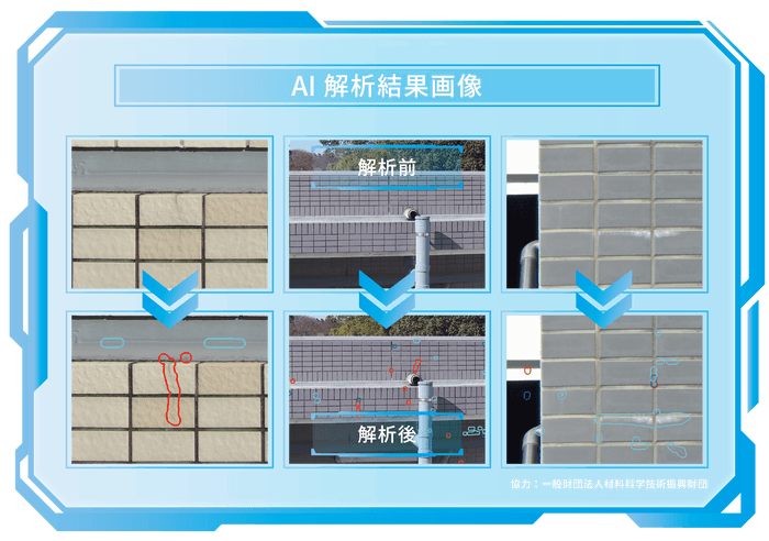 AIが解析した外壁の劣化(例)