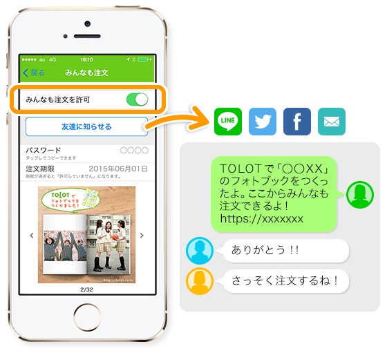 作成・注文したフォトブックと同じものを友達も直接注文できる新機能「みんなも注文」