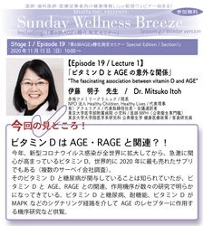 《アンチエイジング・予防医療情報  無料Live配信Zoomウェビナー！》 『Sunday Wellness Breeze / 第6回AGEs糖化測定セミナー Stage1』 2020年11月15日(日)朝10時～開催！