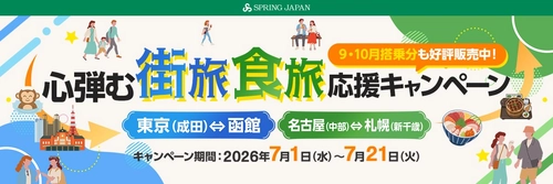 成田＝函館線、名古屋＝新千歳線を対象に「心弾む街旅・食旅応援キャンペーン」を7月1日より開催