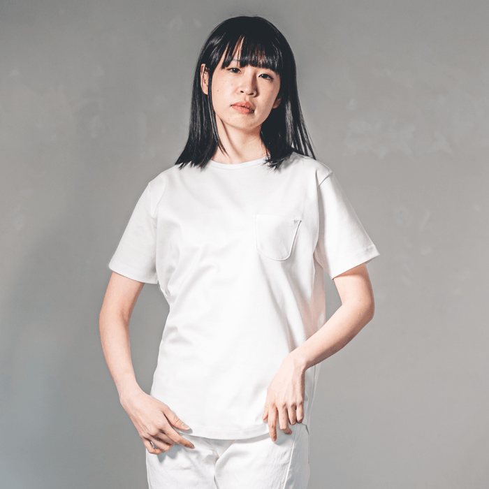 【ハート刺繍ポケットTシャツ】オーガニックコットンポンチ ラウンドヘム ボールドフィット 半袖|クルーネック