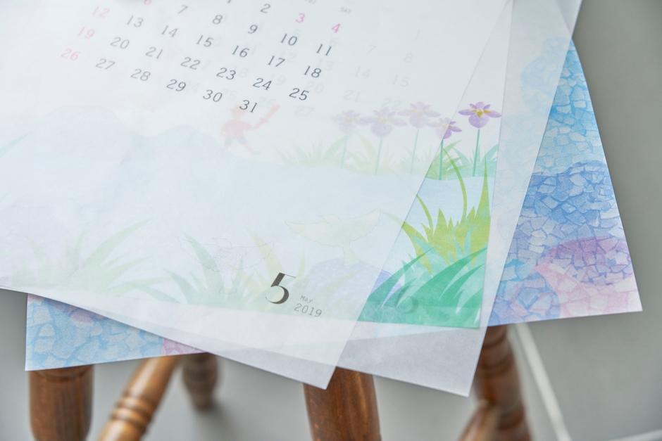 【リプラグ】glassine paper Calendar "satoyama"(グラシンペーパーカレンダー“さとやま”)