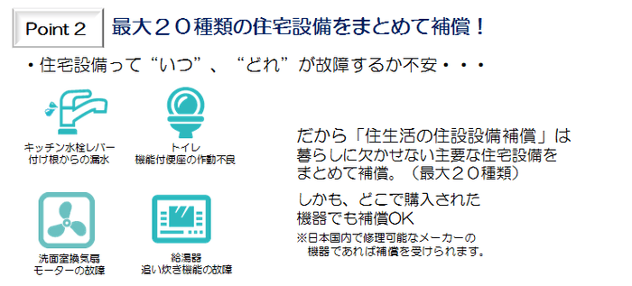 住生活の住設修理補償ポイント2
