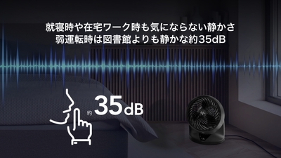 弱運転時は図書館より静かな約35dB