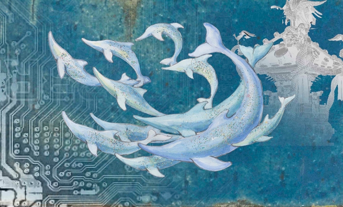 末広町駅パブリックアート原画「悠々快泳」(原画:宮田 亮平)