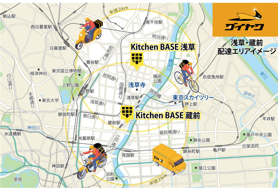 配達エリアのイメージ(台東区浅草2施設)【ダイヤク】