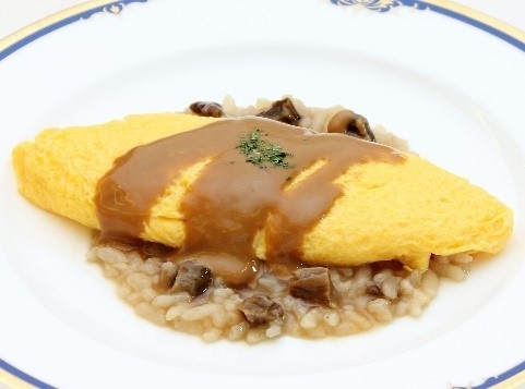 ポルチーニ茸のリゾットとオムレツ