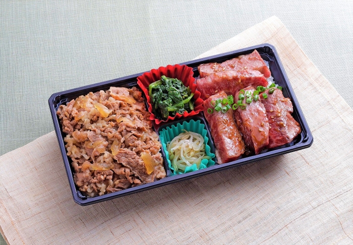 【創作郷土料理 いつき】「五島牛の肉肉弁当(ステーキ＆すき焼き)」