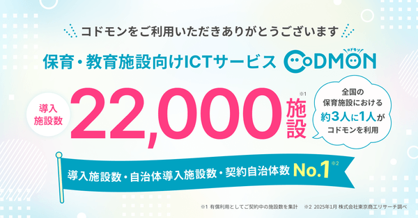 コドモン、全国22,000施設にて導入 メインビジュアル